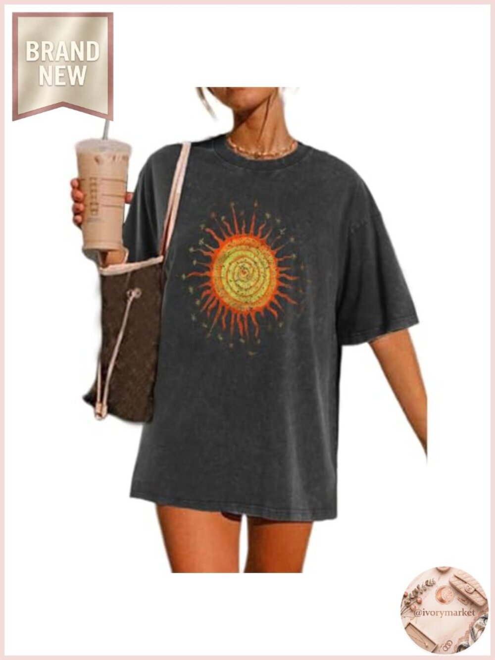 Vintage Oversized Graphic Band T-Shirt Distressed Sun Print Cotton Tee